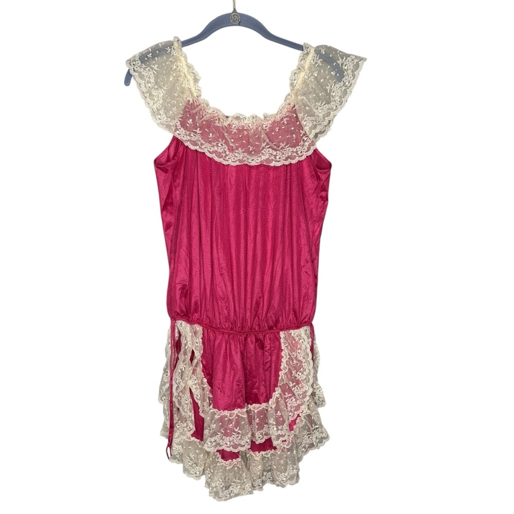 Vintage JCPenney nighty Pink Cream Lace Chemise lingerie size small